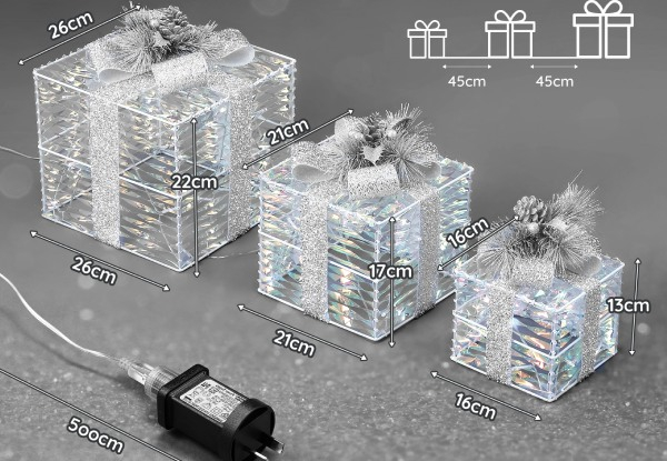 Three-Set 3D Foldable Gift Box LED Christmas Lights