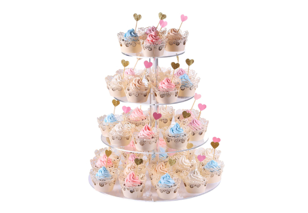 Acrylic Cake Display Stand with LED String Lights - Two Options Available