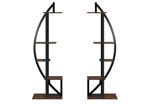 Two-Piece Five-Tiered Crescent-Style Plant Stand