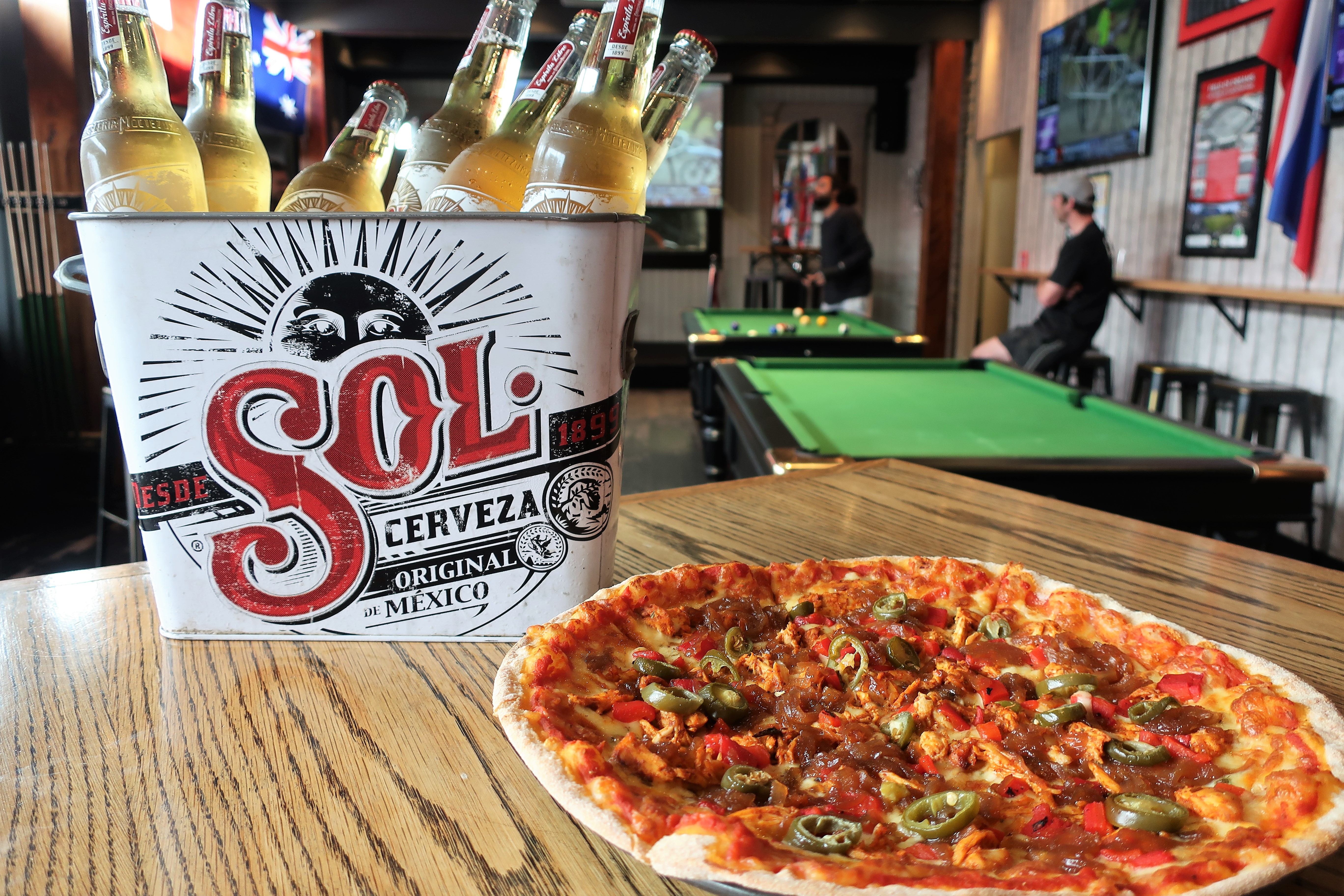 Any Large Stone Baked Pizza & a Bucket of Seven Sol Beers to Share