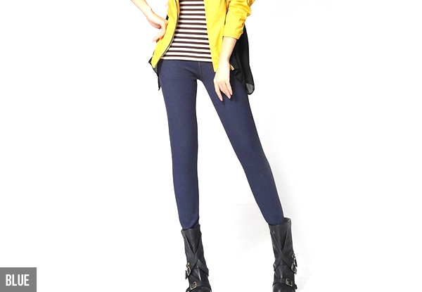 Pair of Fleece Lined Denim-Look Leggings