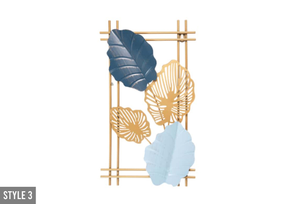 Metal Leaf Hanging Wall Art Decoration - Available in Four Styles & Option for Two-Pack