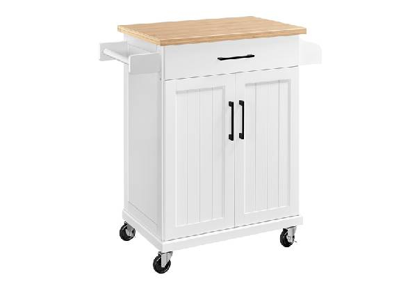 Kitchen Rolling Island Cart with Spice Rack Storage - Two Colours Available