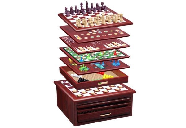 15-in-1 Wooden Chess Board Game Set