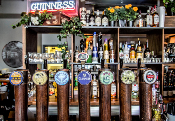 $60 Food & Beverage Irish Pub Voucher for Two People - Options for up to Six People - Valid from 2nd January 2021