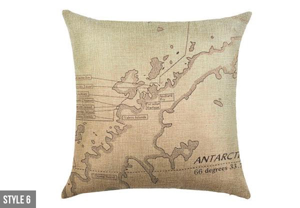 Old Style Map Printed Linen Cushion Cover