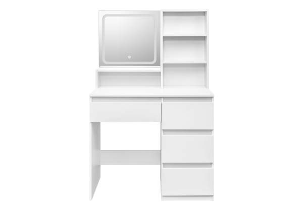 LED Mirror Vanity Table with Four Drawers, Three Compartments & Three Lighting Modes