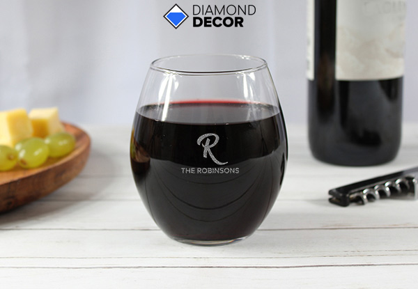 One Personalised Stemless Wine Glass - Options for Two or Four Glasses with Free Delivery