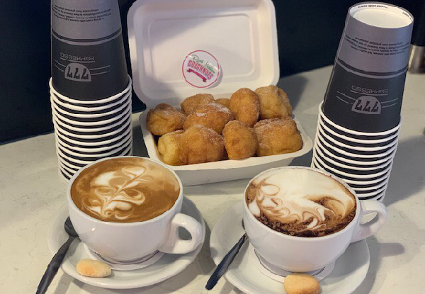 Small Sharing Pack of Original Italian Doughnuts - Options for a Large Pack or Frozen Pack & to incl. Two Hot Beverages Available