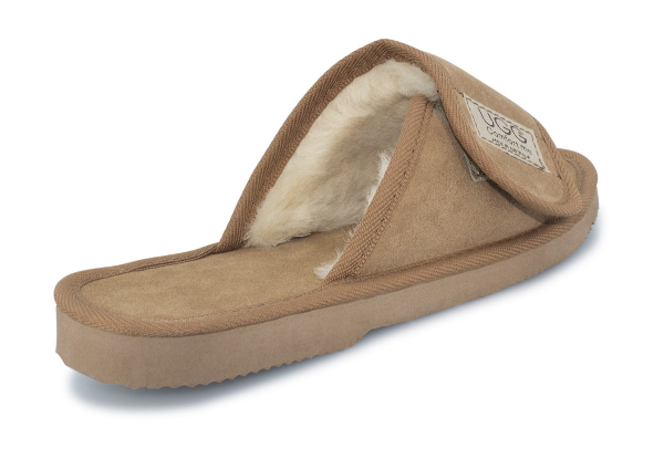 Ugg Australian-Made Water-Resistant Essentials Classic Unisex Sheepskin Open Toe Adjustable Strap Suede Scuffs - 10 Sizes Available