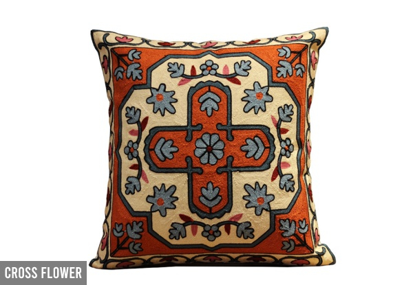 Small Fresh Cotton Patterned Embroidery Cushion Cover Range - Six Options Available