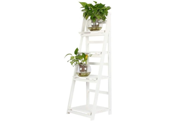 Four-Tier Foldable Wooden Plant Shelf - Three Colours Available