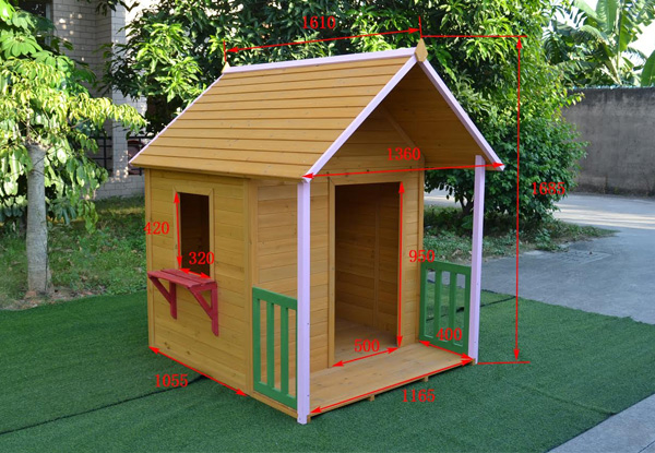 Wooden Outdoor Playhouse with Canopy