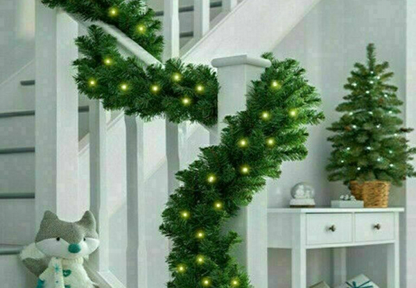 2.7m Christmas Lighted Pine Garland Decoration