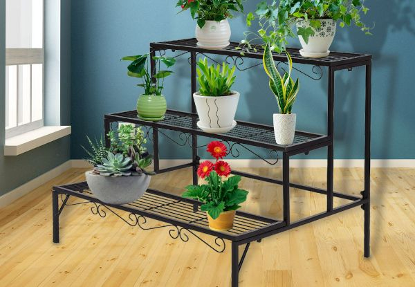 Levede Three-Tier Rectangle Plant Metal Stand - Two Colours Available