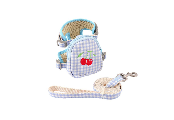 Pet Harness Leash Set with Backpack - Two Sizes & Four Colours Available - Option for Two-Pack