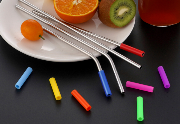 20-Pack Reusable Stainless Steel Metal Straw Set with Silicone Covers - Option for Two Sets