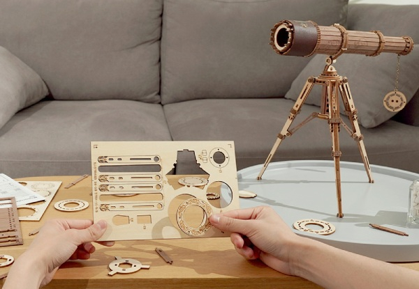 DIY 314pcs Wooden Model Telescope Building Kit