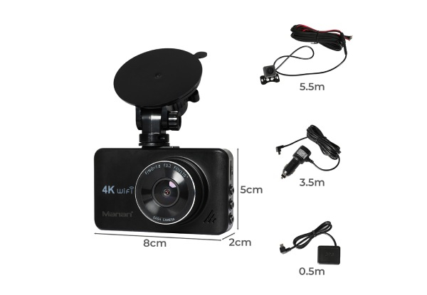 4K Wi-Fi GPS Front & Rear Dash Camera with 64G Card