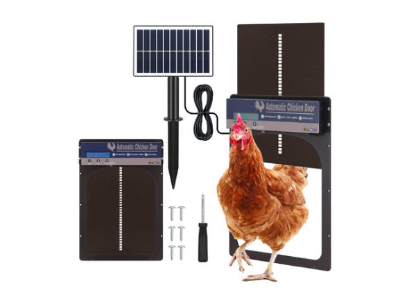 Petscene Solar Powered Auto Chicken Coop Door with Three Charging Ways & Control Modes