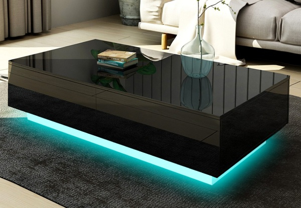 Four-Drawer High Gloss LED Coffee Table - Two Colours Available