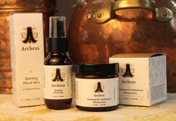 $56 for an Archeus Alembics Gift Pack incl.
Hydrating Floral Mist & Archeus Geranium & Frankincense Moisturiser