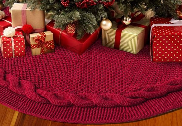 Knitted Christmas Tree Skirt - Available in Two Sizes & Option for Two-Pack