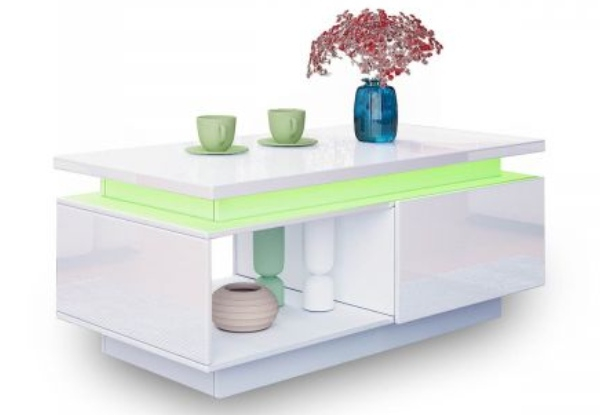 Two-Drawer LED Light-Up Coffee Table - Two Colours Available