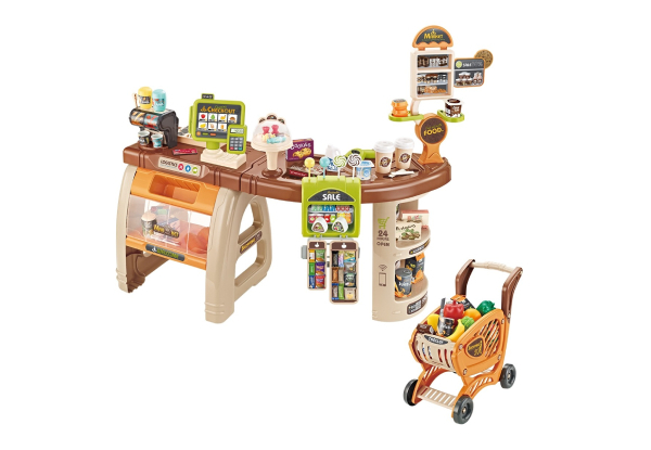 65-Piece Kids Supermarket Toy Set with Trolley