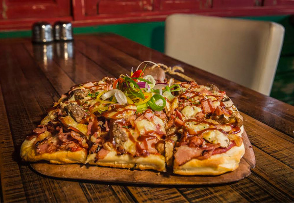 Pizza Feast for Two People incl. Two Pizzas, One Shared Fries & a Non-Alcoholic Drink Per-Person