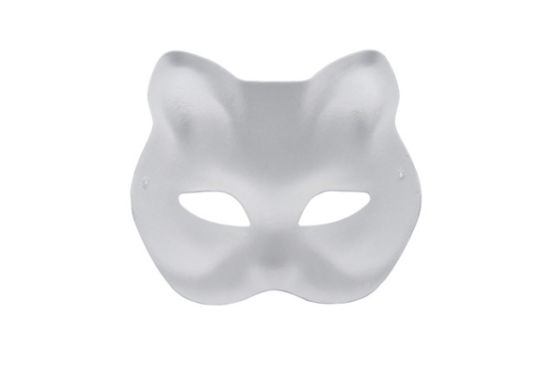 Three-Piece White Paper Blank Cat Mask