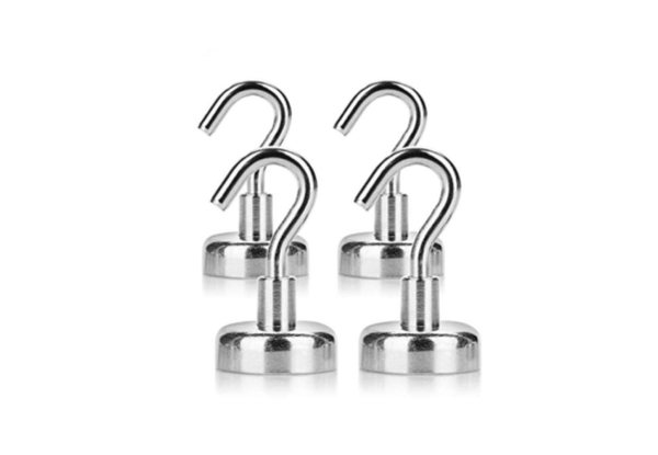 Four-Pack Heavy Duty Magnetic Steel Hooks - Option for Eight-Pack