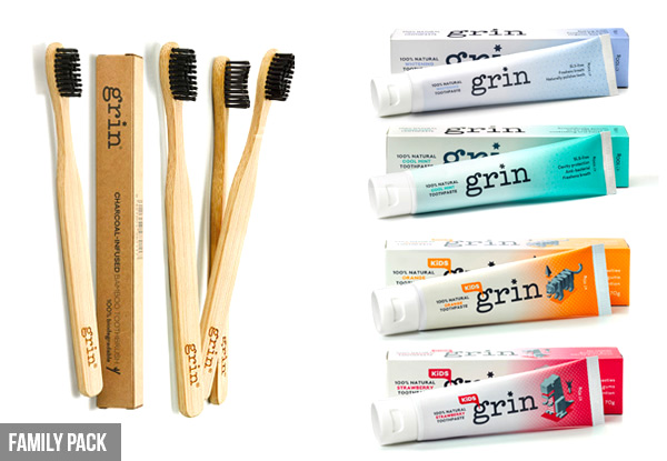 Grin Natural Tooth Care Packs - Free Metro Delivery