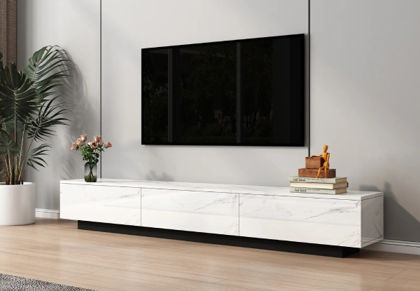 Wooden High Gloss Marble Effect TV Cabinet Stand Unit