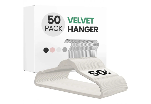 50-Piece 45cm Velvet Hangers - Available in Three Colours