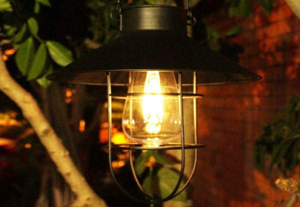 Solar Powered Outdoor Metal Hanging Lights - Two Colours Available