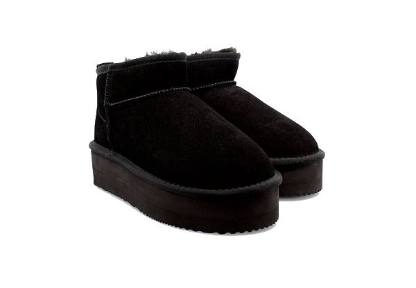 Ugg Roughland High Platform Water-Resistant Unisex Ultra-Mini Suede Sheepskin Boots - Available in Two Colours & Six Sizes