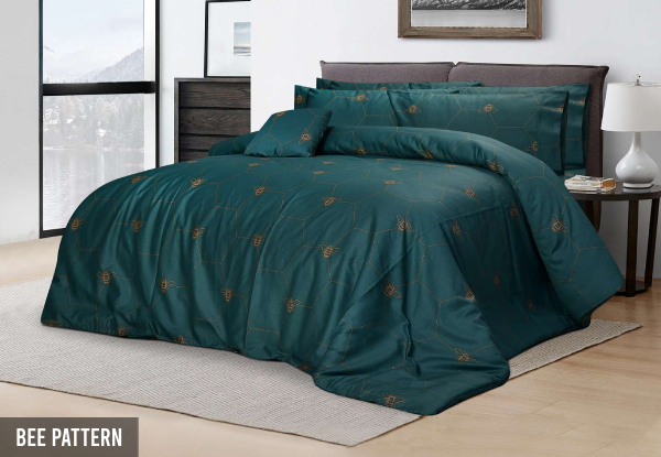 Six-Piece 600TC Printed Sateen Quilt Cover Set - Available in Six Styles & Two Sizes