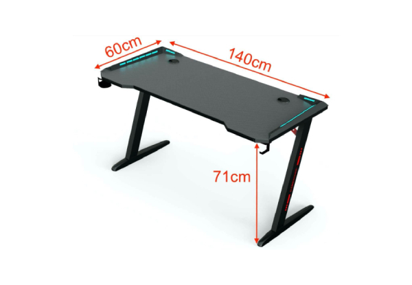 Z-Shaped Gaming Desk with LED