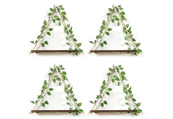 Two-Piece LED Artificial Ivy Wall Hanging Shelf Set - Option for Two Sets