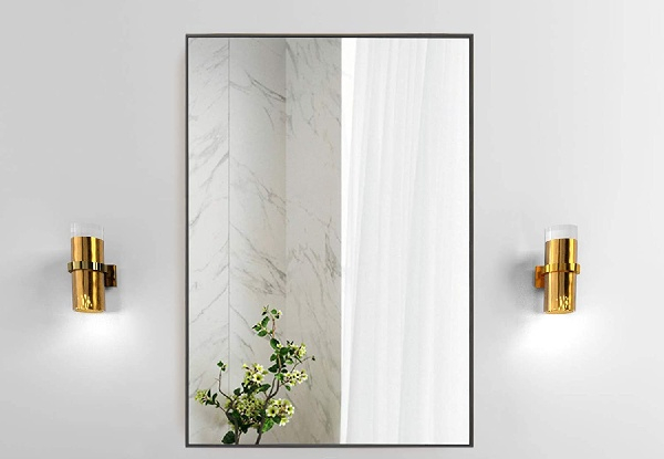 Rectangular Aluminium Alloy Frame HD Wall Mirror - Two Colours Available