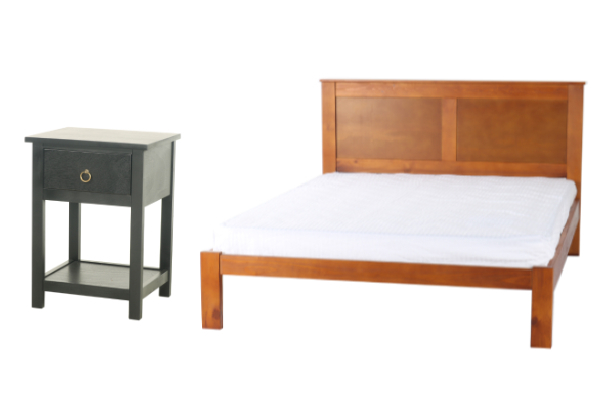 Metro Bedroom Furniture Range - Options for Bedside Table or Queen Bed Frame