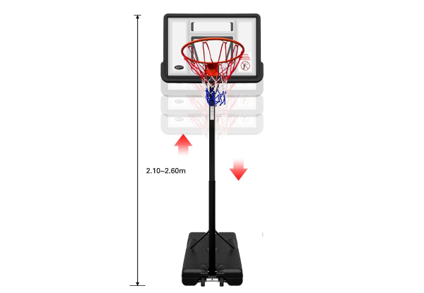 Genki Adjustable 2.1-2.6m Portable Basketball Hoop Stand System
