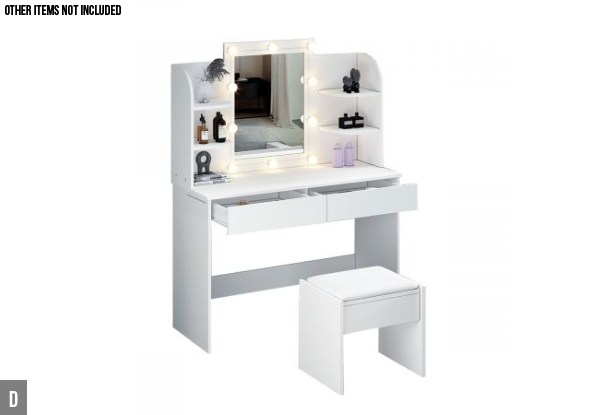Makeup Vanity Range with Stool - Five Options Available