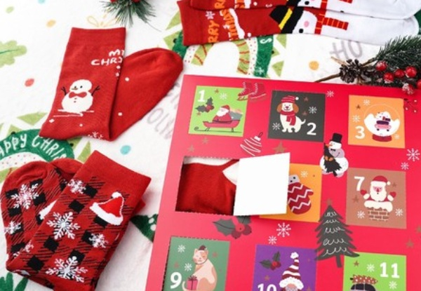 12-Pairs Christmas Socks Advent Calendar - Two Options Available