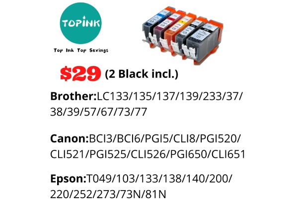 Set of Printer Cartridges Compatible with HP, Brother, Epson & Canon Printers
