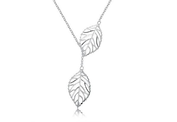 Silver-Coloured Leaves Necklace with Free Delivery
