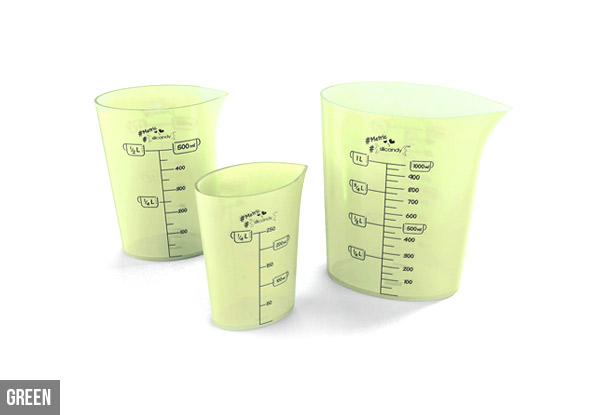 Silicandy Three-Piece Silicone Measuring Cup Set - Six Colours Available