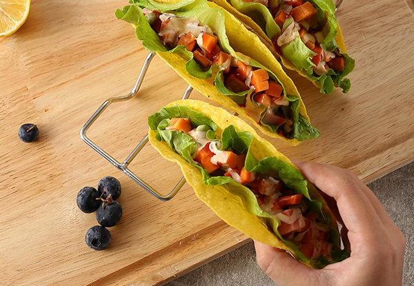Two-Piece Stainless Steel Taco Holder Set - Option for Two Sets