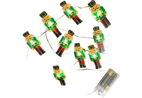 Christmas Walnut Soldier String 20-LED Lights - Available in Two Colours & Option for Two-Pack